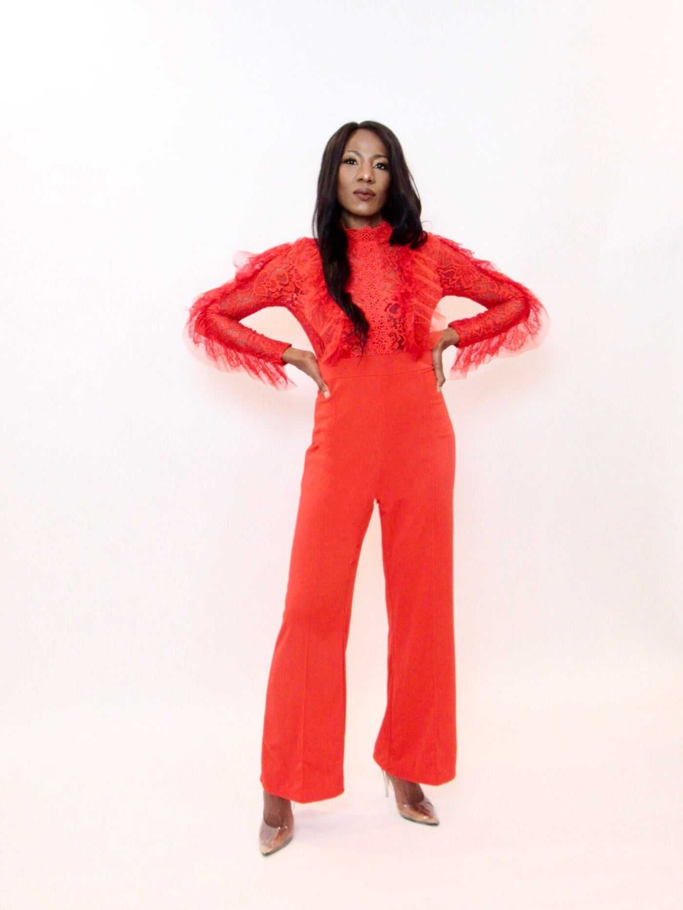 Red Lacey Jump Suit